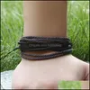 Beaded Strands Jewelryweave Braid Wrap Mtilayer Bracelet Adjustable Leather Women Mens Bracelets Fashion Will And Sandy Jewelry Drop Delive