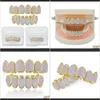 Grillz dentystyczne grille Autentyczne złotoplowane mikroinlaid Hip Hop zęby różowy wspornik cyrkonu duży złoto biżuteria fpykg njlqt