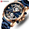 Curren Mens Watch Luksusowy kreatywny projekt Kwarcowy Zegarki męskie ze ze stali nierdzewnej Chronograph Sport Watch Male Clock Relojes 210517