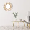 Mirrors Sun Shape Decorative Mirror Rattan Innovative Art Decoration Round Makeup Dressing Bathroom Wall Hanging