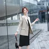 Büyük boy kadın ceket Yüksek kaliteli kruvaze ofis takım elbise rahat uzun kollu profesyonel blazer kadın 210527