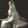 2 strati 120 cm Veli da sposa Velo da sposa con pettine Bordo del nastro Tulle morbido Bianco Avorio Copricapo Matrimonio Capelli Accessori sposa X0726