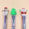 الكرتون سانتا كلوز ستة لون القلم ستيريو دمية سيليكون رئيس المدرسة الابتدائية عيد الميلاد متعدد الألوان القلم ستة لون الكرة نقطة القلم