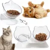 Tigelas para gatos Comedouros duplos transparentes para cães Pet Suporte elevado antiderrapante Único alimentador de água para filhotes Alimentação elevada Prato de comida Suprimentos para gatinhos