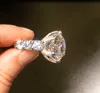 New Product Brand Wedding Rings Jewelry Sterling Sier Large Round Cut White Topaz Cz Diamond Party Gemstones Eternity Women
