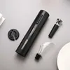 Electric Wine Opener Creative Rechargeable Automatic with USB Charging Cable Tool 4 Pcs Set Manual Corkscrew Wine Bottle Opener 210915