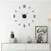 Väggklockor DIY 3D Clock Akryl Musiklista Klistermärken Kvarts Nålar Modernt heminredning Relogio de Parede