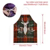 Aprons 1pcs Linen Plaid Christmas Apron Decoration Kitchen Restaurant Clean Bakery Cafe Accessories Year Navidad 2022