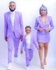 家族の写真Tuxedos Purple Mensワンボタンスリムフィット結婚式のブレザースーツホーマルウエディングパーティーパンツコートジャケット2個