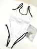 Costume da bagno modello semplice bikini bianco costume intero push up da spiaggia donna costume da bagno affascinante con cinturino alla caviglia4142468