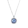 Naszyjniki Blue Evil Eye Luksusowy Kryształ Rhinestone Okrągły Wisiorek Naszyjnik Obojczyk Srebrny Złoty Choker Biżuteria Moda Urok Lucky Turkey Devil Eyes Świąteczne prezenty