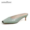 Sophitina lazer mulheres chinelos fish buck pattern calçados calçados moda premium couro verão senhoras sapatos AO232 210513