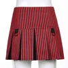 Schwarz Rot Gestreift Kawaii High-Waist Y2k Faltenrock Frauen Gothic Star Sommer Kurze Mode Mini Röcke Streetwear Bottom 210415