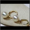 Studörhängen smycken droppleverans 2021 Vackra 10-11mm South Sea Pair Round White Pearl Earring 14K Guldtillbehör i8doi