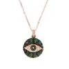 Round black green white cubic zirconia turkish evil eye pendant Bohemia rose gold color necklace for women lady lucky jewelry
