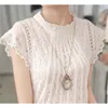 Été à manches courtes en dentelle blouse blanche blouse femme coton élégant creux Crochet Femmes chemise Chemise plus Taille Dames Tops Blusa 01C 20 210512