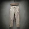 #2607Summer Cotton Linen Pants Men Casual Elastic Waist Vintage Harem Trousers Thin Plus Size Linen Harem Pants White Black Blue X0723