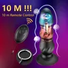 10 Hastighet Prostata Massager Vibrator Butt Plug Stimulator USB Charge Sexleksaker för män Kvinnor Trådlös fjärrkontroll Anal Bead