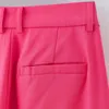 Women Office Wear Rose Wide Leg Pants High Waist Chic Full Length Zipper Fly Solid Casual Ladies Trousers 210515