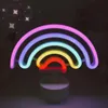 Fowecelt Arcobaleno Unicorno LED Neon Luce notturna Decorazioni per la casa Ragazze per bambini Kawaii Camera da letto Illuminazione interna Lampada da camera estetica 210804