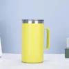 24oz cerveja copos de aço inoxidável caneca de café tumbler parede dupla vácuo isolado copo com alça e tampas à prova de derramamento por mar lle11559