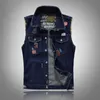 yelek erkek Men's Patches Design Jeans Vest Ripped Denim Waistcoat Men Denim Vest Man Sleeveless Jeans Vest Frayed size 4XL