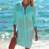 Plaża Cover Up Women Bikini Swimwear Seksowna Koszula Damska Tunika Kostium kąpielowe Nosić Robe De Plage 210521