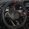 Car Steering Wheel Cover Black Genuine Leather Suede For Mercedes Benz C200 C250 C300 B250 B260 A200 A250 Sport CLA220 CLS400