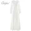 Summer Boho Women Maxi Party Loose Sexy White Lace Long Tunic Beach Dress 210415