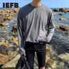 IEFB Lente Lange Mouwen T-shirt voor Mannen Causale All-match Basic Black Tee Ronde Kraag Losse Witte Tops Koreaanse Mode 210524