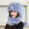 Chapeau en fourrure de renard véritable pour femmes Shapka Ushanka Cap Whole Pelt Russian w Neck Scarf