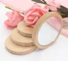 Petit miroir rond en bois, miroir de poche Portable, Mini miroir de maquillage en bois, cadeau personnalisé pour fête de mariage, DAF22