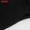 Women Elegant Black Buttons Decorate Side Zipper Pockets OL Shorts Pantalones 6P02 210416