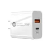 White Fast Quick Charging Dual Ports PD 12W 20W Eu US Ac Home Travel Wall Charger Plugs For Iphone 14 15 Ipad Htc Huawei Android phone