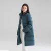 Thick Down Cotton Jacket Oversize Long Parks Winter Sleeve Bottoni Tasche Femmina calda Puffer Parka Branded 210923