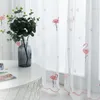 Jakość White Tulle Haft Różowy Flamingo Sheer Kurtyna do sypialni Salon Kuchnia Windows Drapes Decor P238X 210712