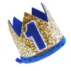 Feest petten 1e verjaardag kroon kinderen blauw 1 nummer afdrukken hoofdtooi tiara benodigdheden