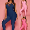 2021 SeamlYoga Set da donna SleevelGym Abbigliamento Strap Cross Yoga Set con calzamaglia sportiva imbottita Pagliaccetti FitnJumpsuit X0629
