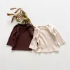 Frühlings-Mädchen-T-Shirt, schlicht und süß, langärmelig, lockeres Rundhals-Top, modische Kleidung 210515