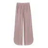 Solidna luźna proste kobiety spodnie szerokiej nogi elastyczny pasek pasa piżamas wiosna jesień eleganckie spodnie pasujące z garnitur 210521