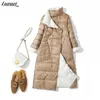 Luzuzi Dames Dubbelzijdig Lange Jas Winter Turtleneck White Duck Coat Breasted Warm Parkas Vrouwelijke Bovenkleding 210910