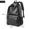 Fashion Men Leather Backpacks Black School Bags for Teenagers Boys College Book Bag Laptop Backpacks mochila masculina 210929