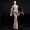 Elegant Party Maxi Dress Gold Sequin Evening Dress Women Long Sleeve Prom Dresses