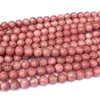 Veemake Natürliche Echte Rot Rosa Thulit Runde Lose Edelstein Halsketten Armbänder Ohrringe frauen Perlen Für Schmuck Machen06893