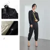 Fansilanen Casual Streetwear Jumpsuit Romper Mulheres Buff Manga Zíper Preto Primavera Jump Terno Feminino Feminino Calças de Carga Macacões 210607