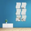 Adesivi murali 6 pezzi/set Superficie a specchio Adesivo fai da te Forma d'onda 3D Modern Home Room Office Decor