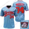 Vintage Jersey Kirby Puckett 1991 WS Baseball Hall Of Fame Patch 1969 1987 كريم مقلمة كحلي رمادي كوبرز تاون