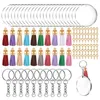 200pcs Keychain Keychain Kit Kit con anelli chiave Jump Turno Chiaro Dischi Cerchi Ciondoli nappa colorati Pendenti per il progetto fai da te Portachiavi
