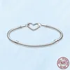 Top Sale Femme Bracelet 925 Sterling Silver Heart Snake Chain for Women Fit Charm Beads Jewelry Gift with Original Box