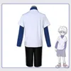 Hunter X Hunter Killua Zoldyck Cosplay Costume Numéro 99 Badge Halloween Fête De Noël Cosplay Costume Chemise Courte Perruque Blanche Y0903